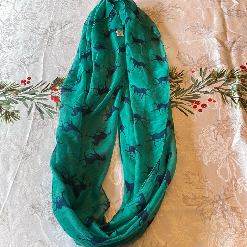 Green and blue infinity horse scarf